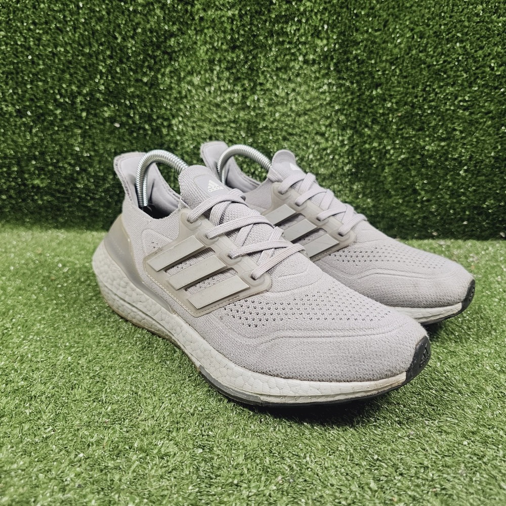 Adidas Ultraboost 21 Halo Silver Athletic Running Sneakers Mens Size 8